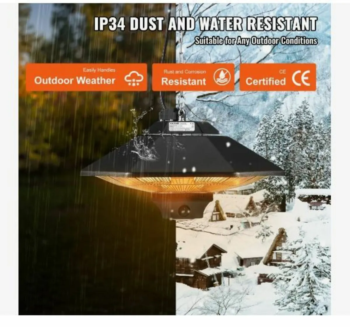 Hanging Patio Heater, 2000W Remote Control - Image 2