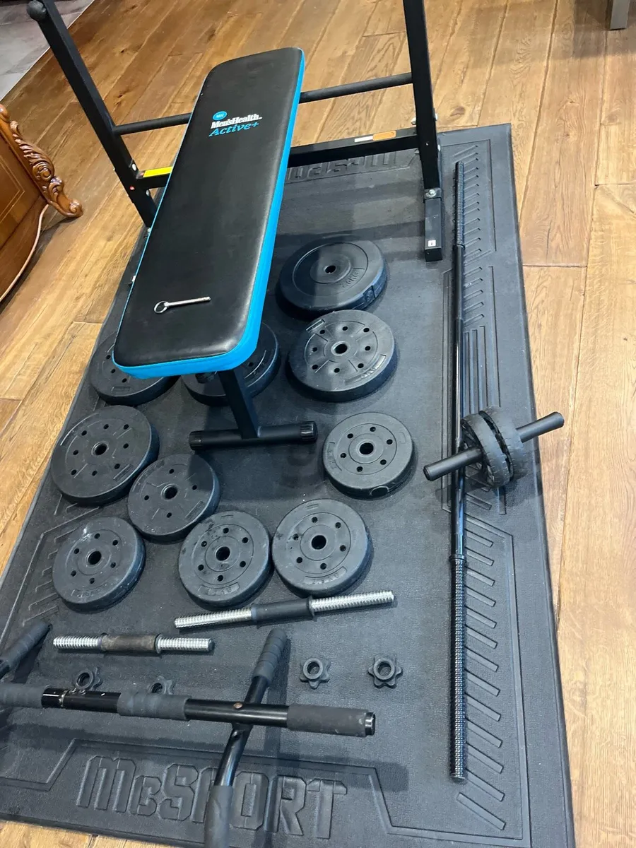 Bench barbell dumbbells and weights - Image 2