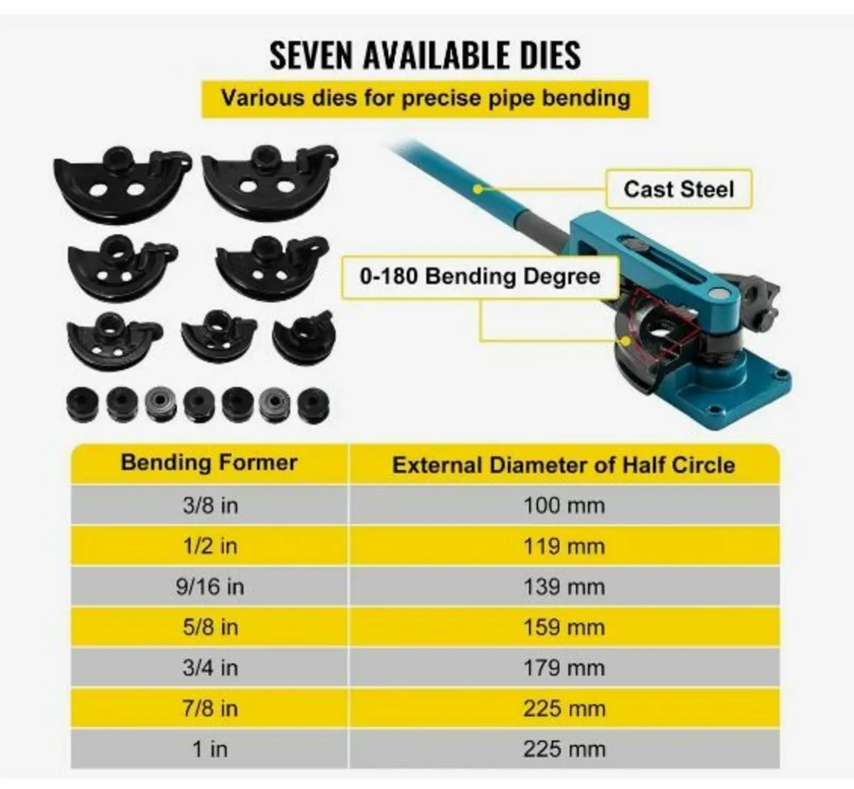 Pipe Bender 3/8 to 1 Inch Pipe Tubing Bender Tube - Image 4