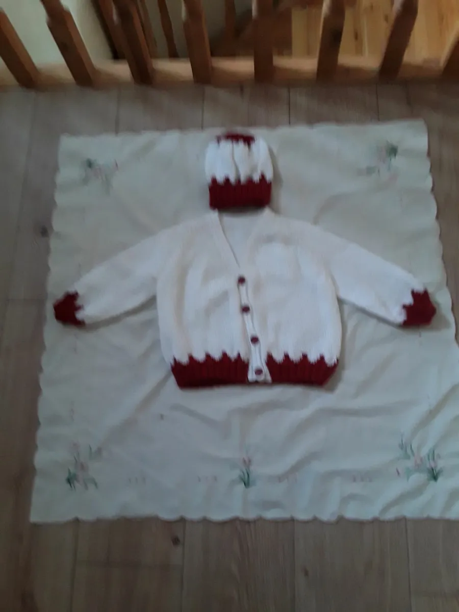Brand new hand knitted toddler cardigan hat - Image 1