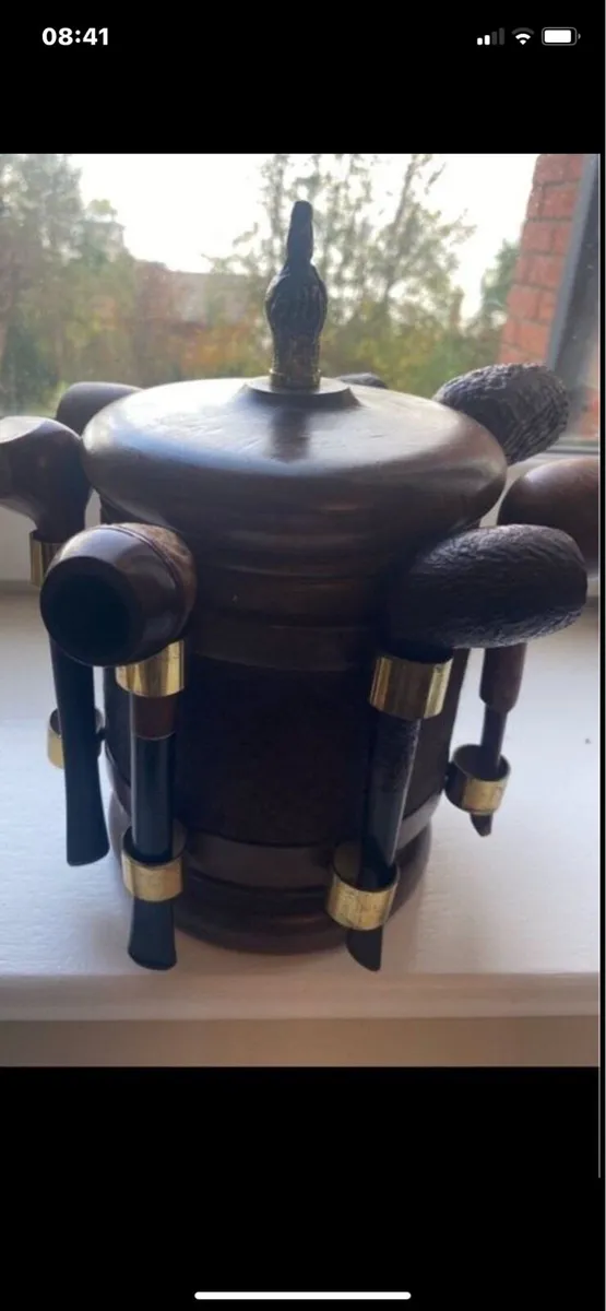 Vintage Smoking Pipe Collection & Stand - Image 1