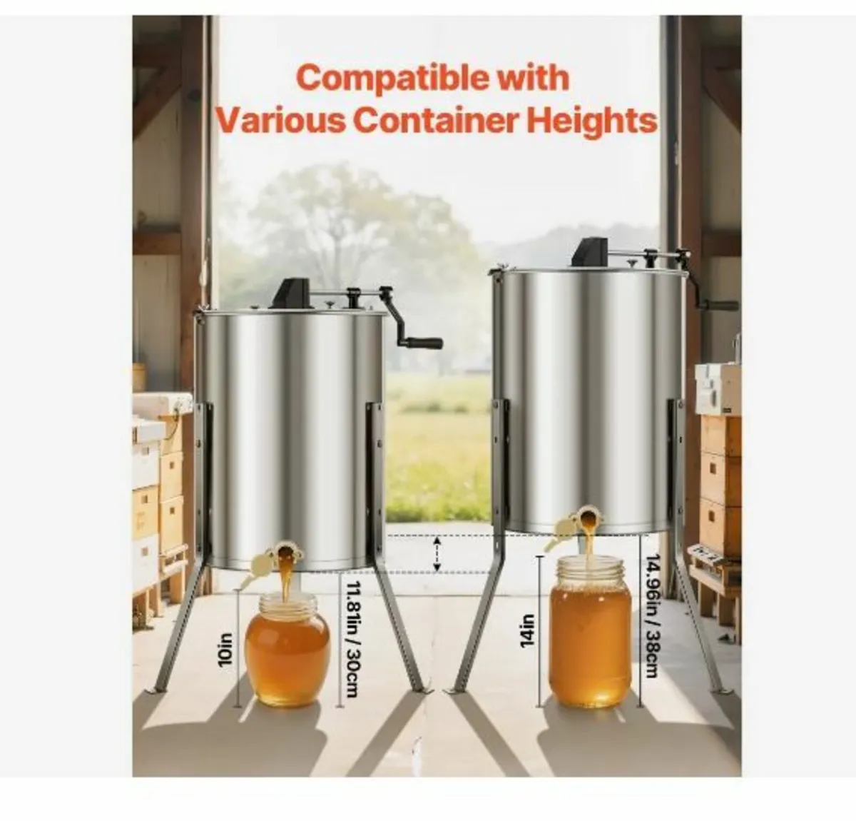 Honey Extractor, 4/8 Frame Manual Honey Spinner - Image 4