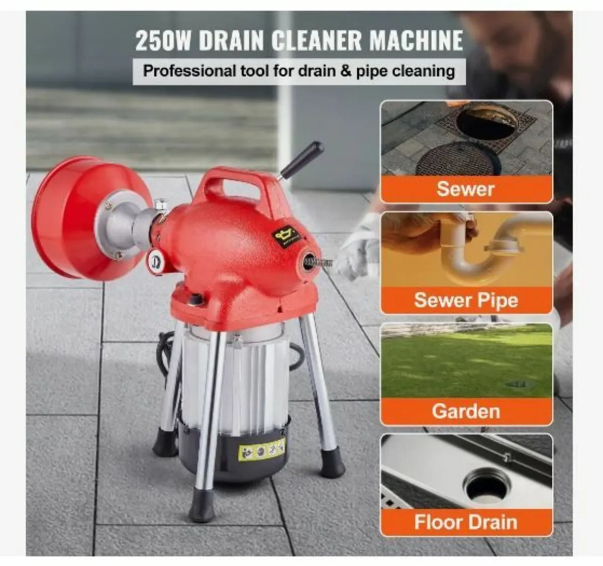 Drain Cleaner Machine 66FT x 5/8 Inch - Image 2