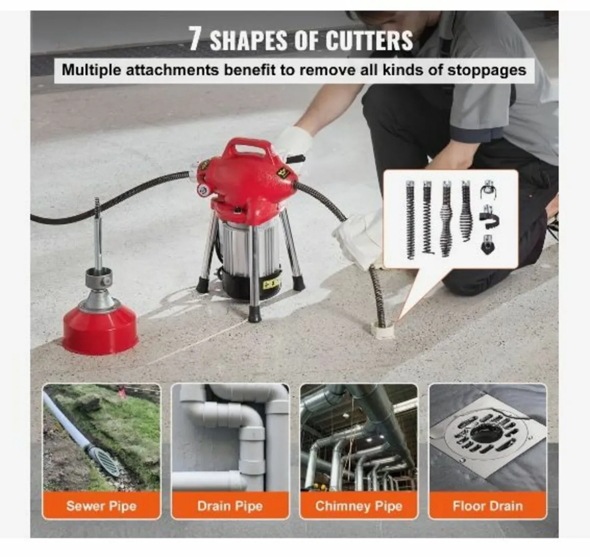 Drain Cleaner Machine 66FT x 5/8 Inch - Image 3