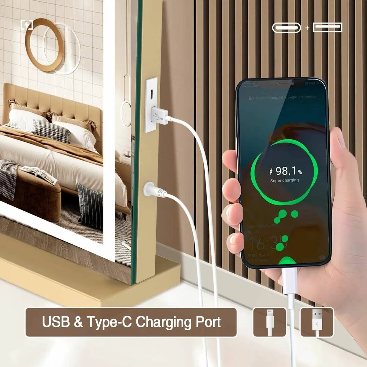 Vanity Mirror Lights, 80 x 60 cm Large Makeup - Image 3