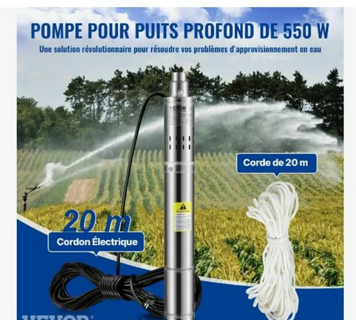 Deep Well Submersible Pump, 550W - Image 2