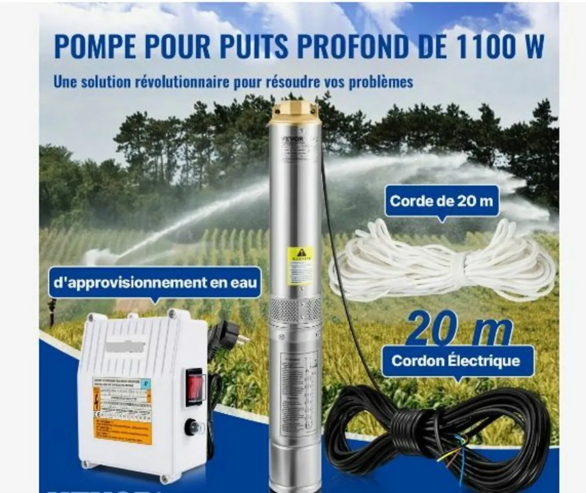 Deep Well Submersible Pump, 1100W - Image 2