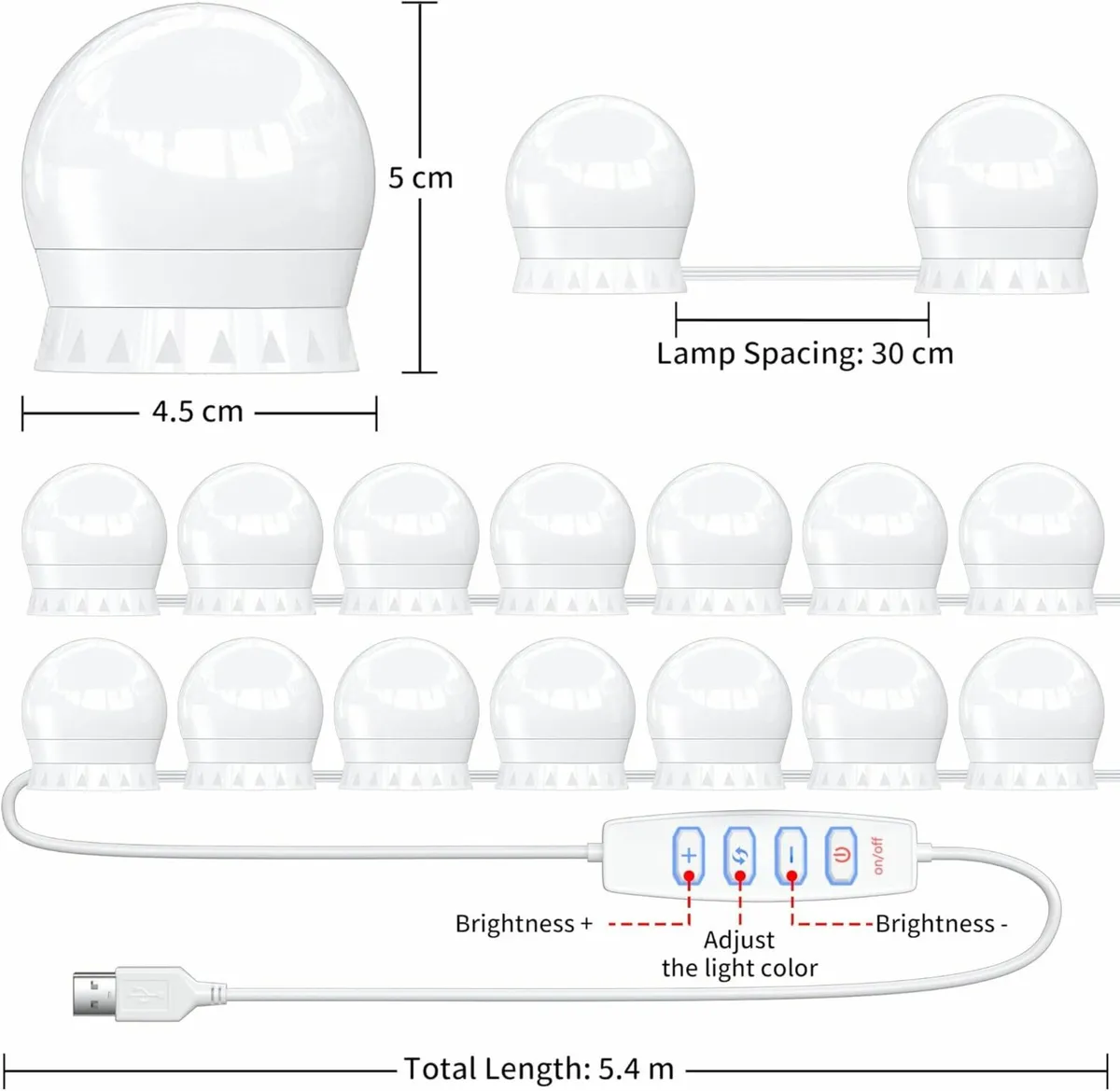 Mirror Lights 14 Bulbs, Hollywood Mirror Light - Image 2