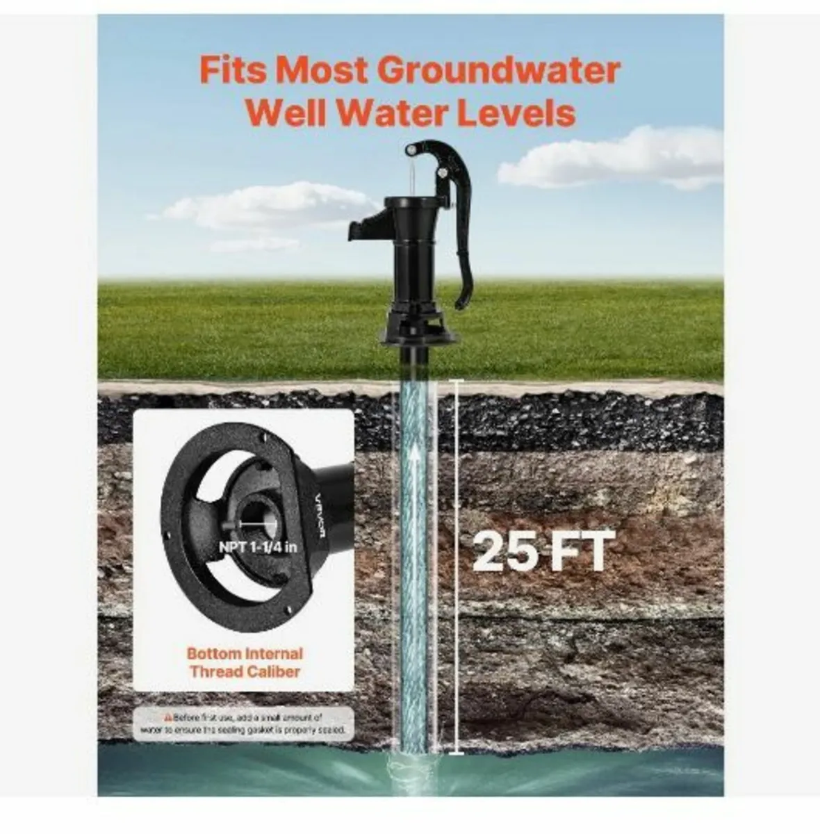 Well Hand Pitcher Pump, 25 ft Maximum Lift - Image 2