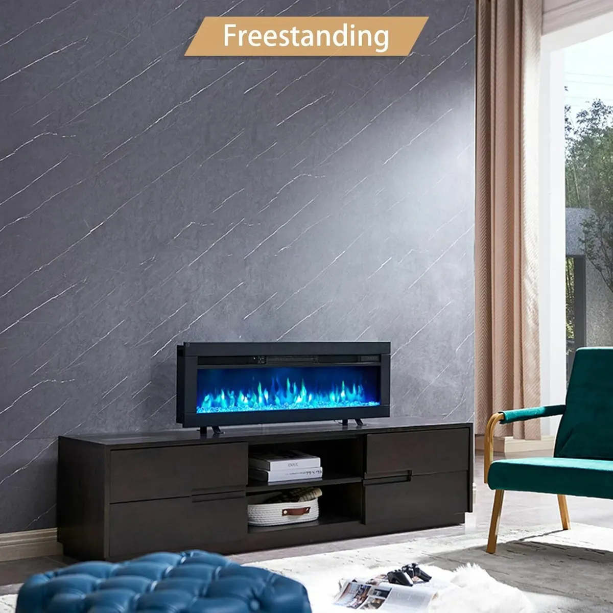 40"/102cm Electric Fireplace Freestanding Wall - Image 4