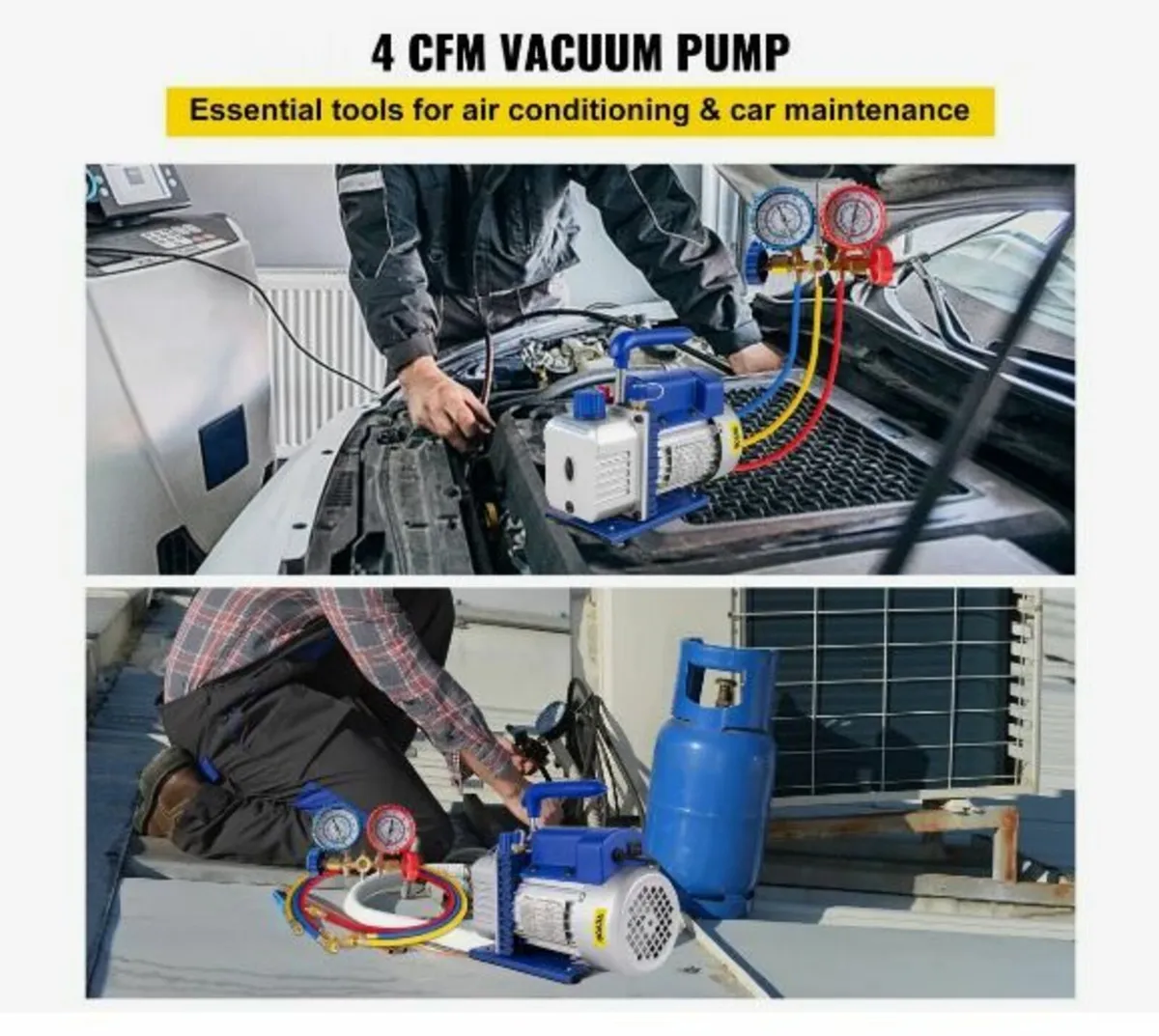 4CFM 1/4hp Air Vacuum Pump HVAC Refrigeration - Image 2