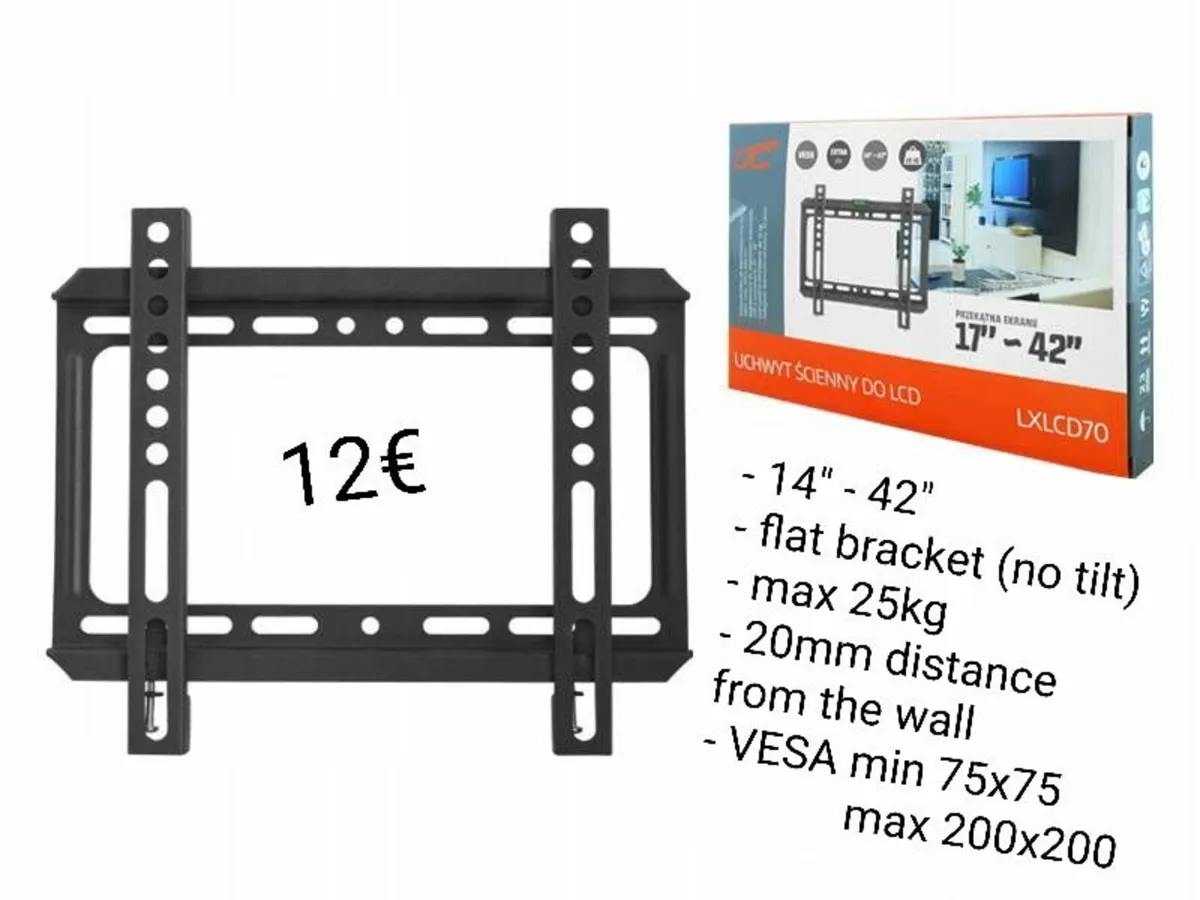 TV Wall Mount Flat Fixed 14" - 42" - Image 1