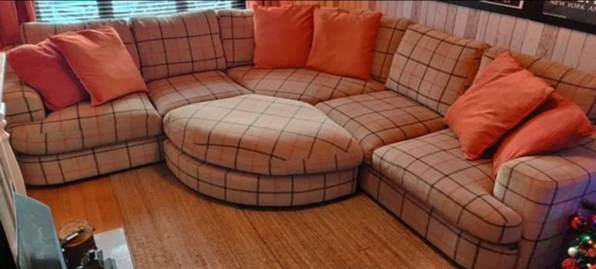 Cream Tartan Corner Couch - Image 4