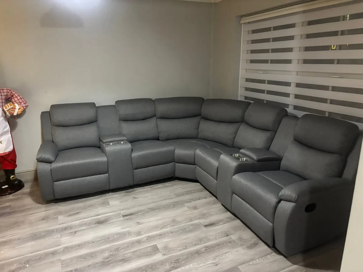 New Stanley Grey Fabric Corner Recliner Sofa - Image 3