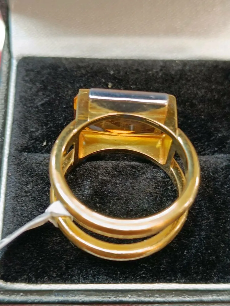 Citrine & Diamond Vintage Ring ,18k Yellow Gold R - Image 3