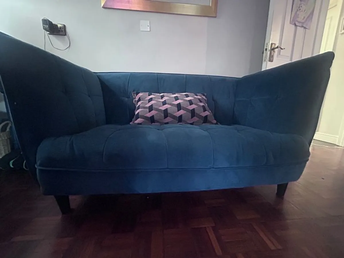 Two Seater Navy Couch - Image 1