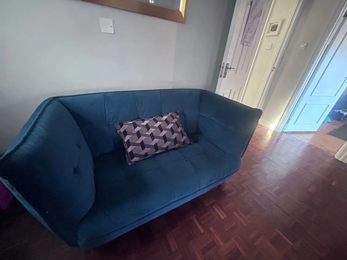 Two Seater Navy Couch - Image 2