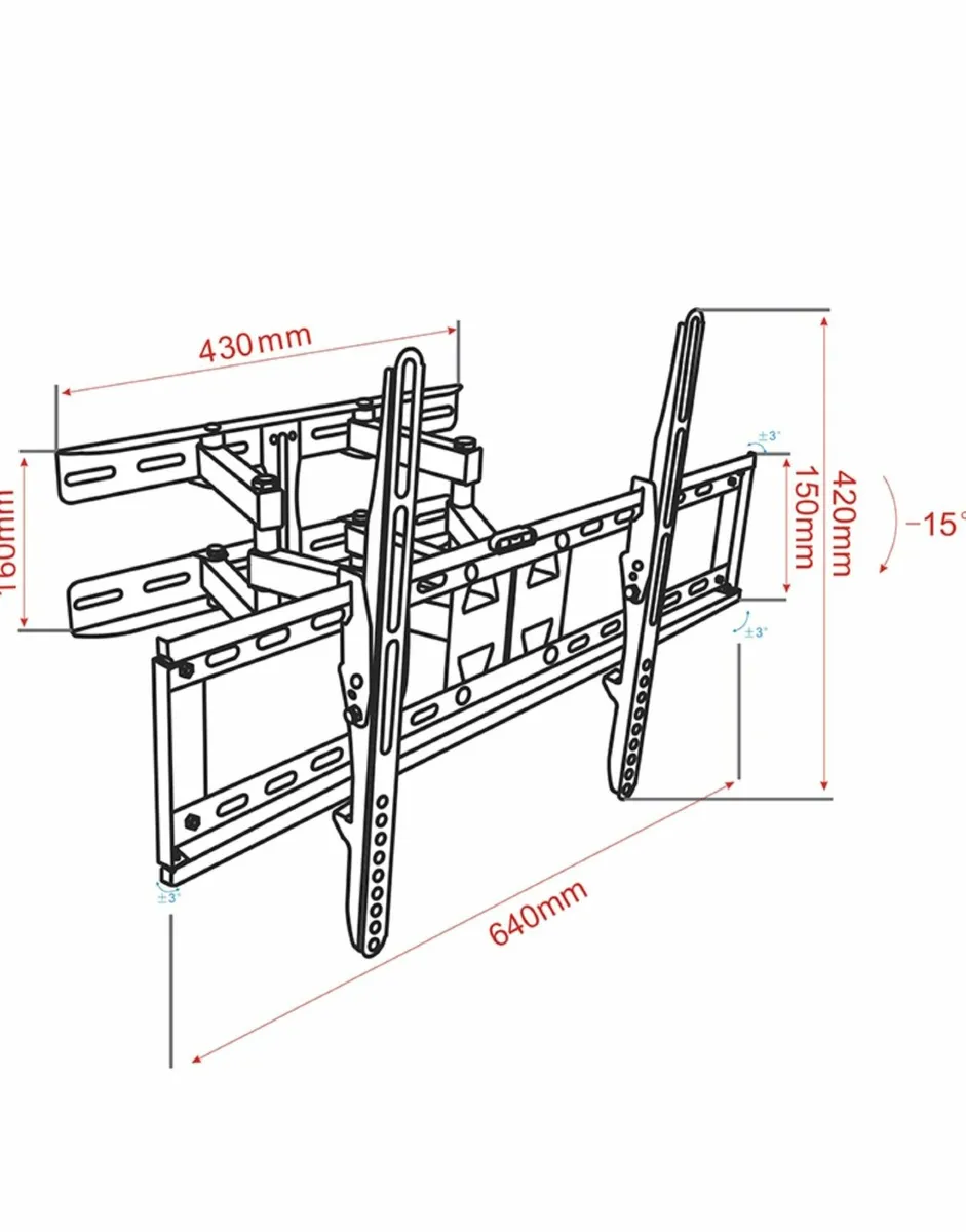 Tv Wall Mount Bracket Tilt Swivel 30-70" - Image 2