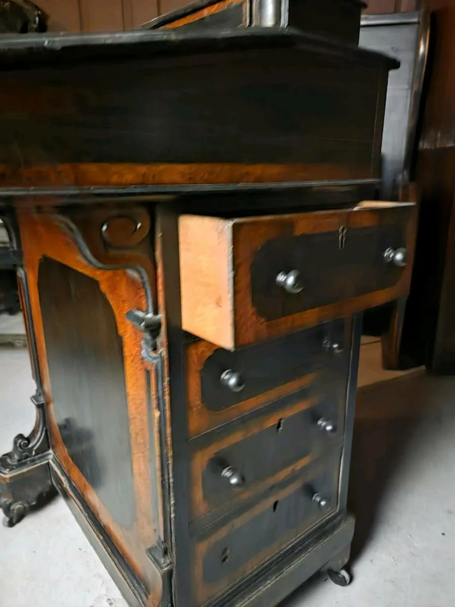 Antique dark ebonised walnut davenport desk - Image 2