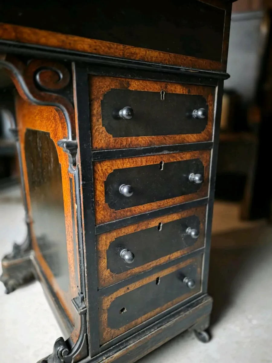 Antique dark ebonised walnut davenport desk - Image 3
