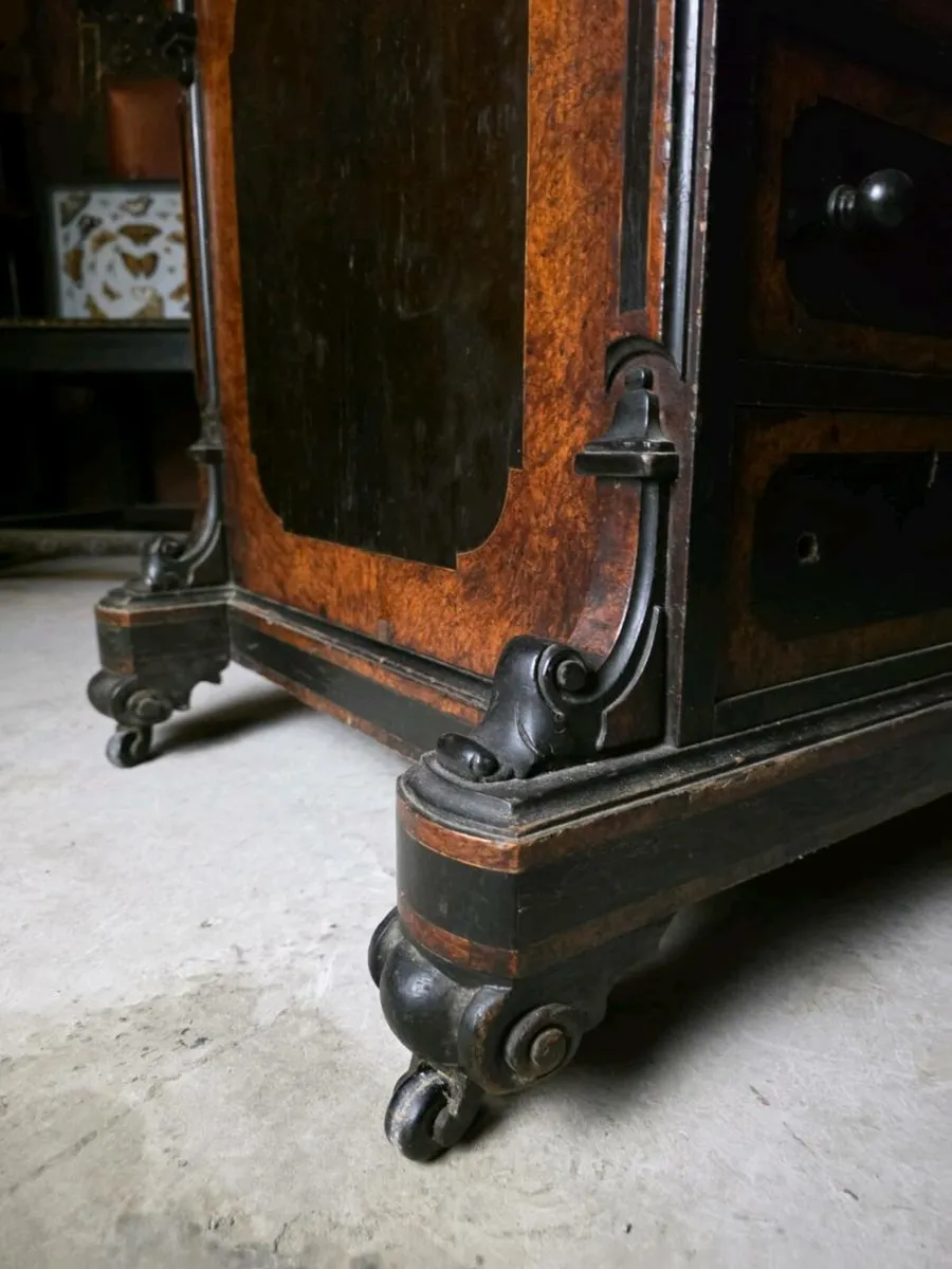 Antique dark ebonised walnut davenport desk - Image 4