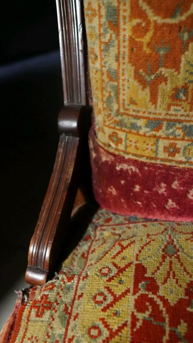 Antique original Victorian carpet chair armchair - Image 3