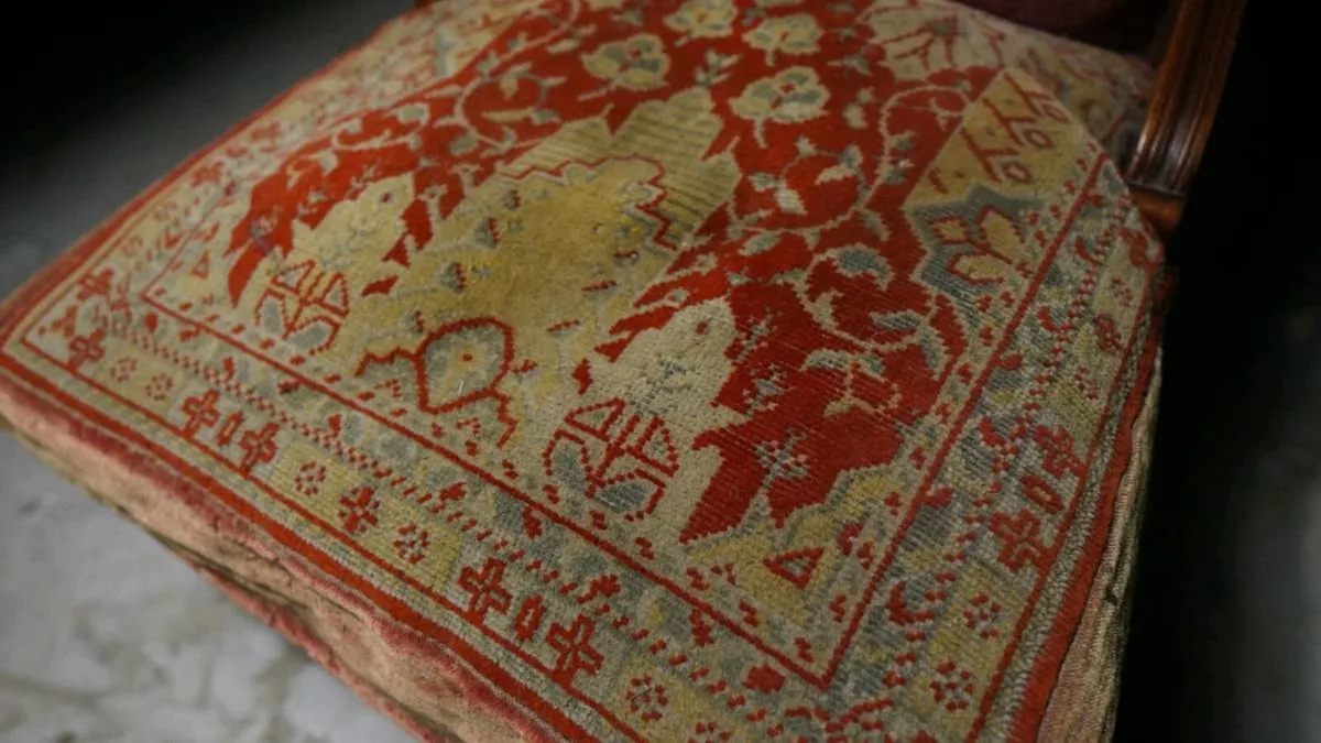 Antique original Victorian carpet chair armchair - Image 4