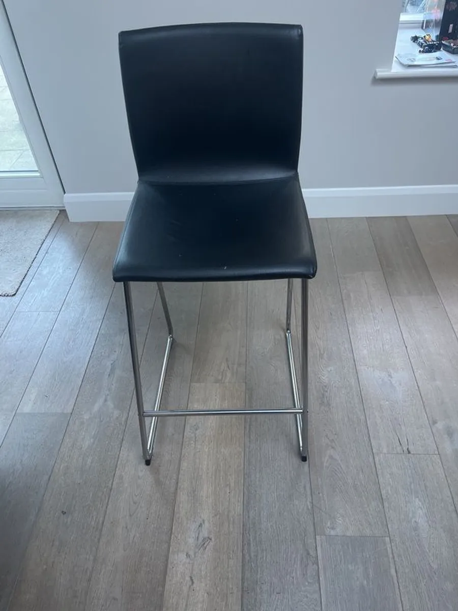 ikea leatherette and stainless steel stools x 4 - Image 1
