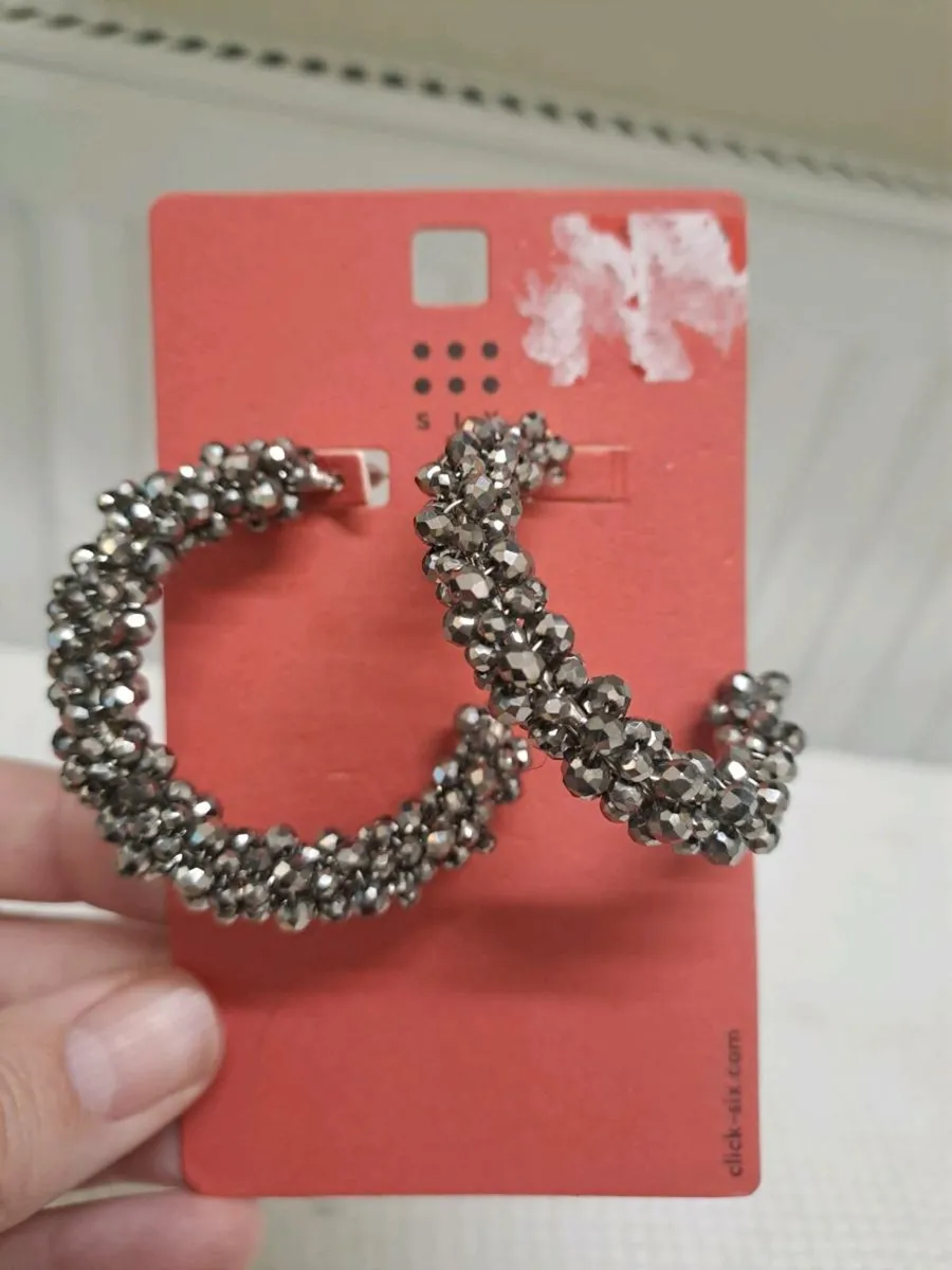 Large decorated hoop earrings - Image 1