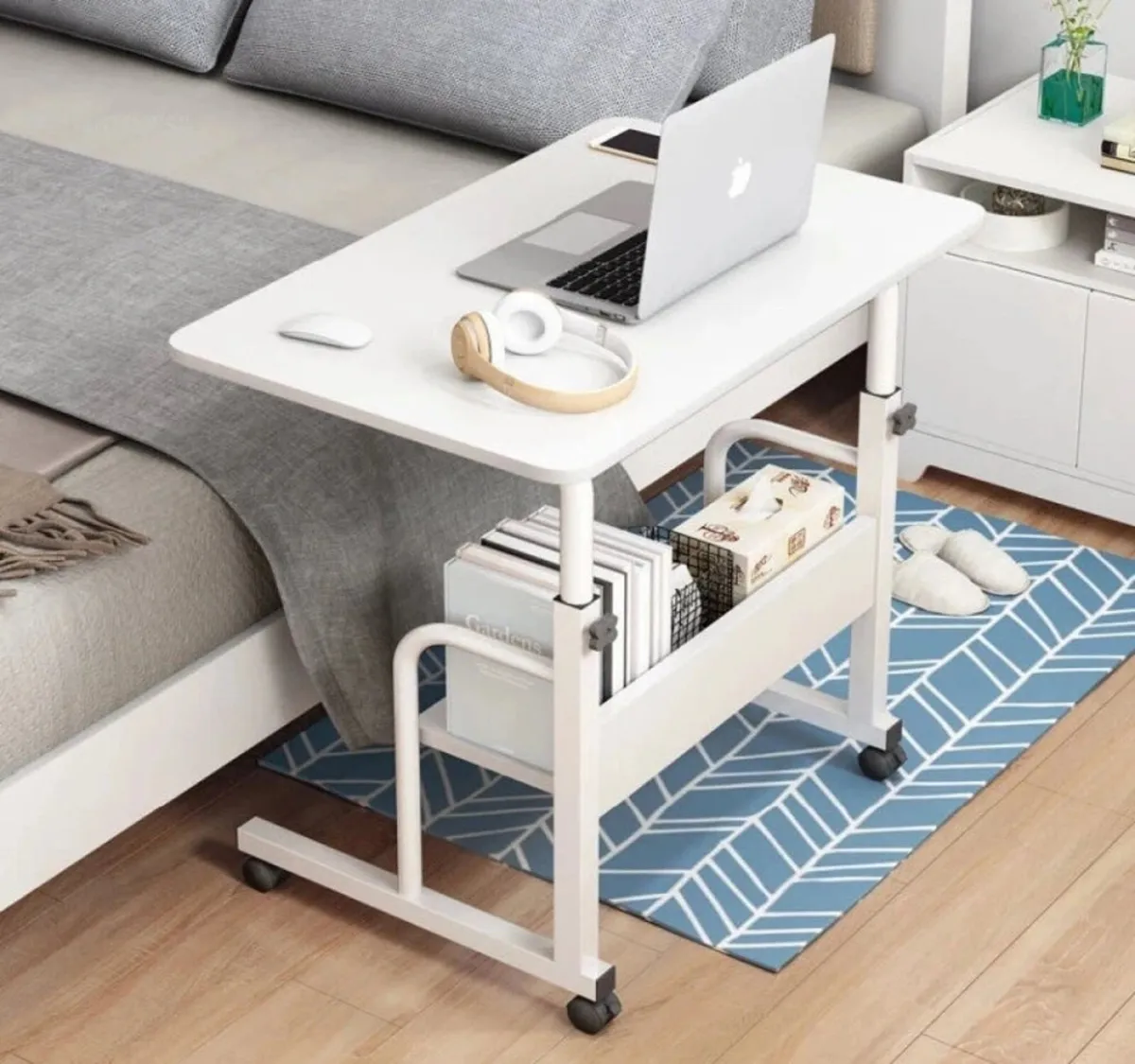 White Overbed Table Laptop Desk NEW - Image 1