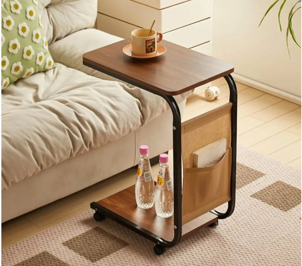C Shaped Side End Compact Coffee Table NEW - Image 2