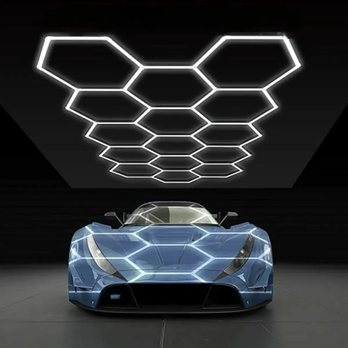 HEXAGON LED LIGHTS & FRAME CAR GARAGE WORKSHOP - Image 4