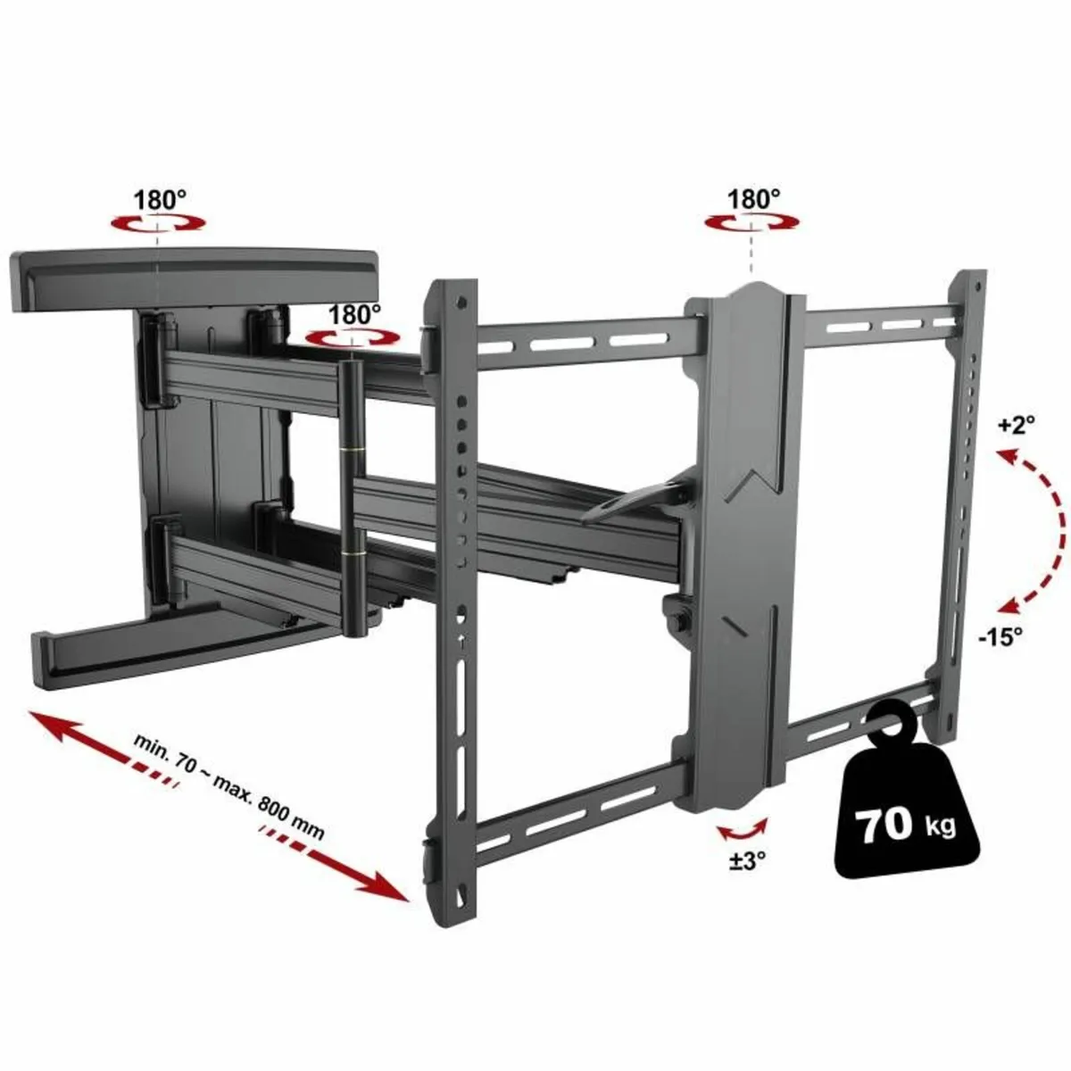 Tv Wall Mount Bracket Tilt Swivel Long Arm 37-80" - Image 2