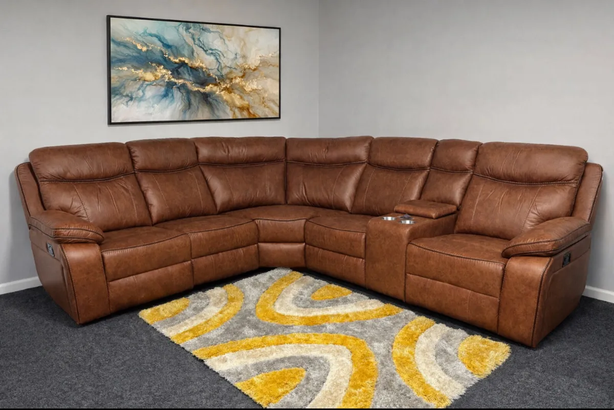New Tan Brown Corner Sofa leather - Image 1