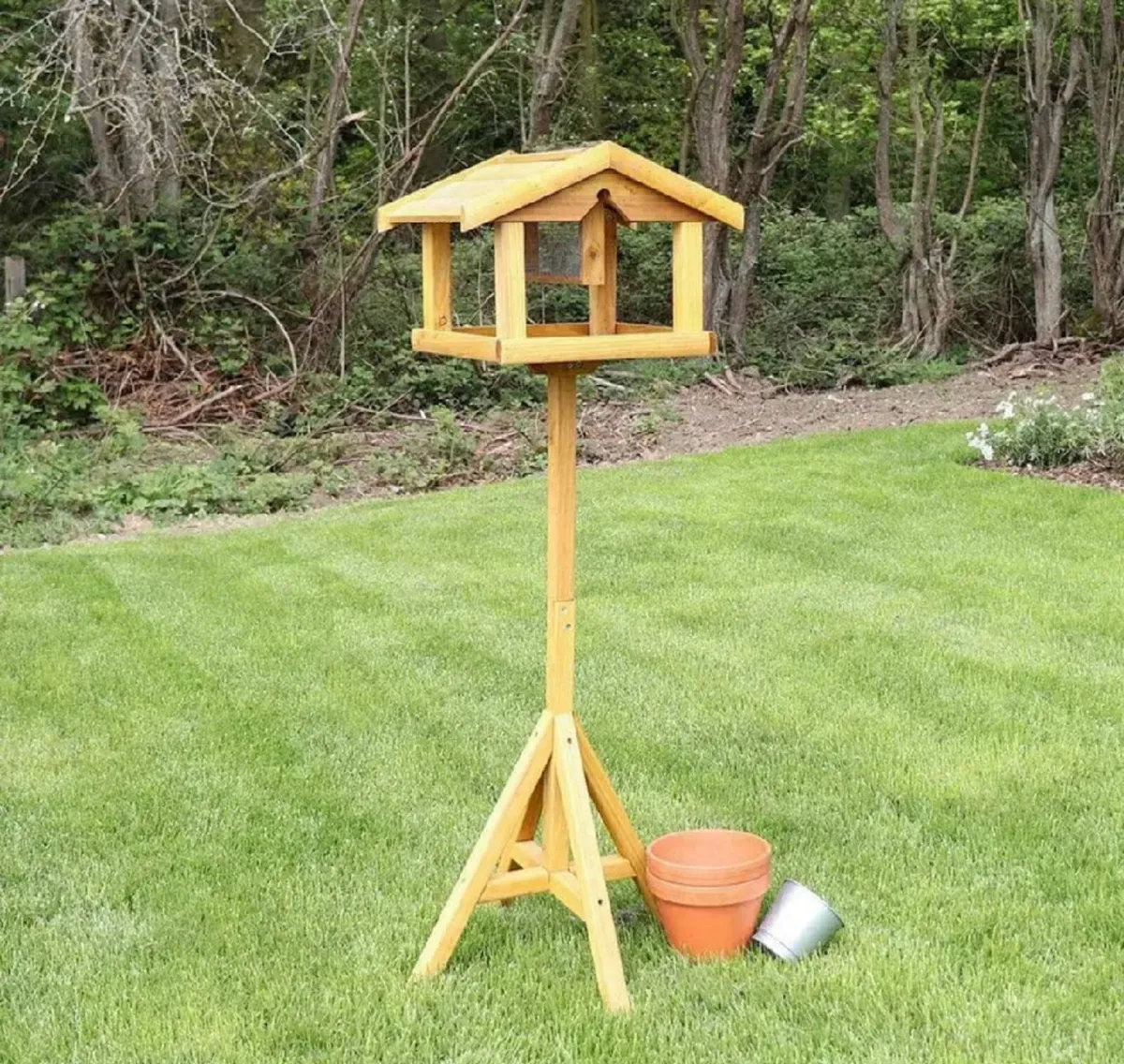 Wooden Bird Table with Built in Feeder NEW - Image 1