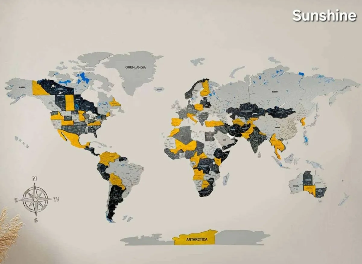 3D Premium Wooden World Map - Image 4