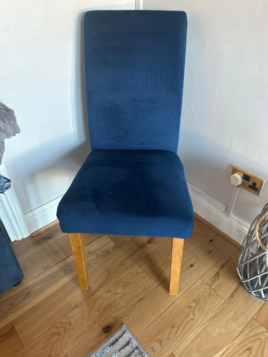 Navy velvet dining chair’s