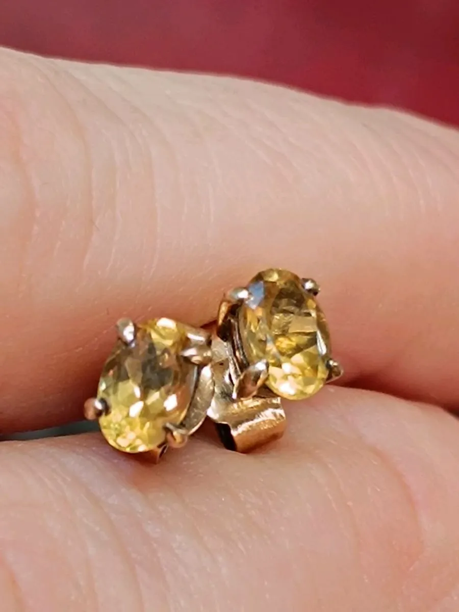 Oval Cut Citrine Studs Earrings, 14k Yellow Gold - Image 4