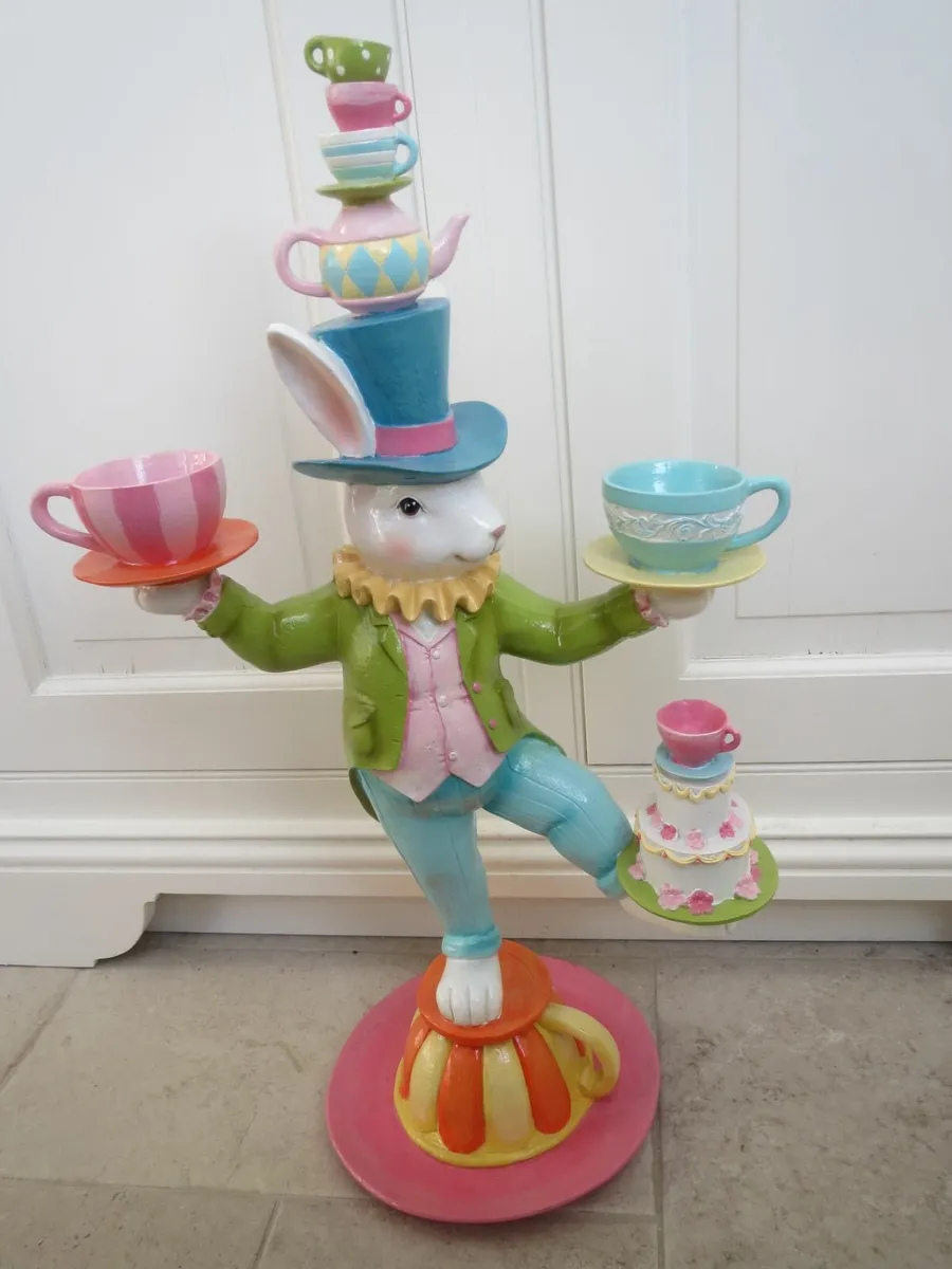 Tall Colorful Mad Hatter Easter Bunny - Image 1