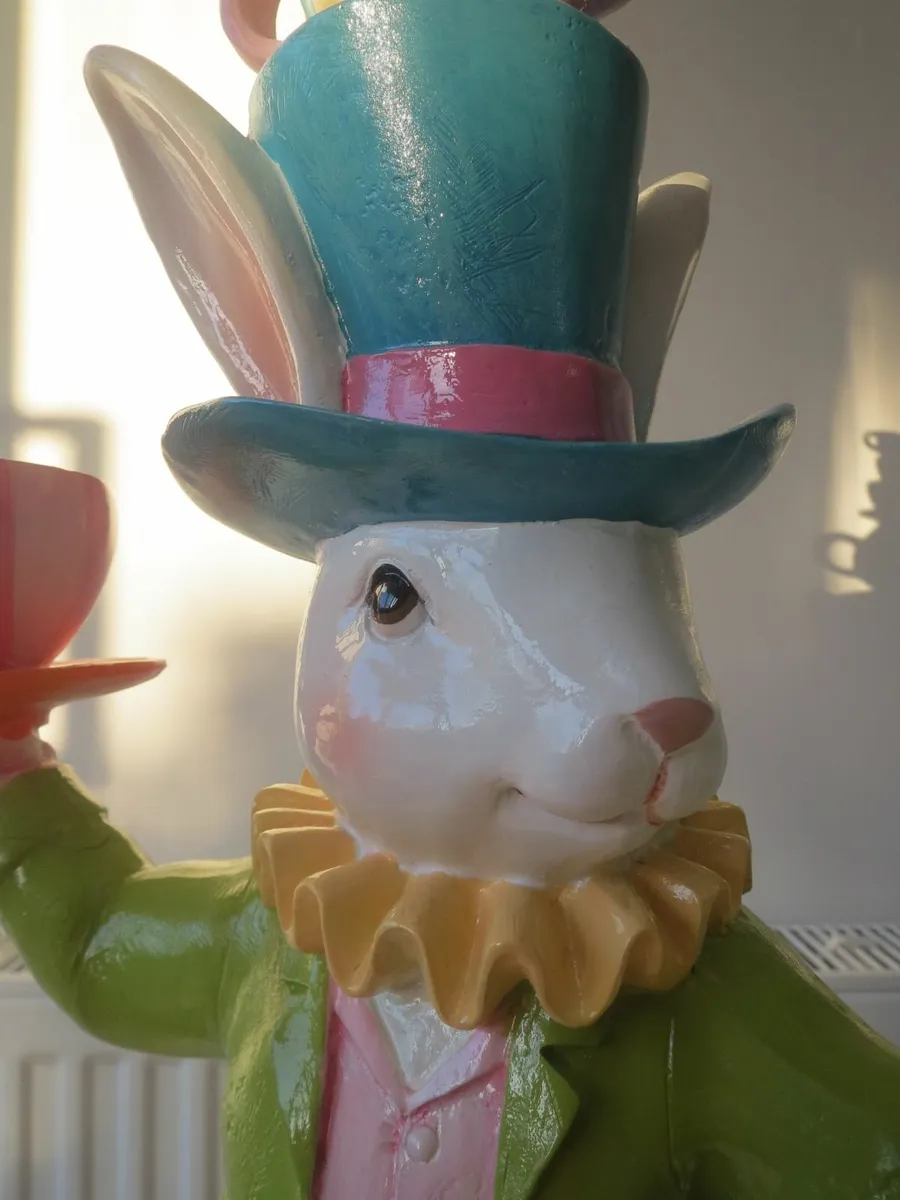 Tall Colorful Mad Hatter Easter Bunny - Image 3