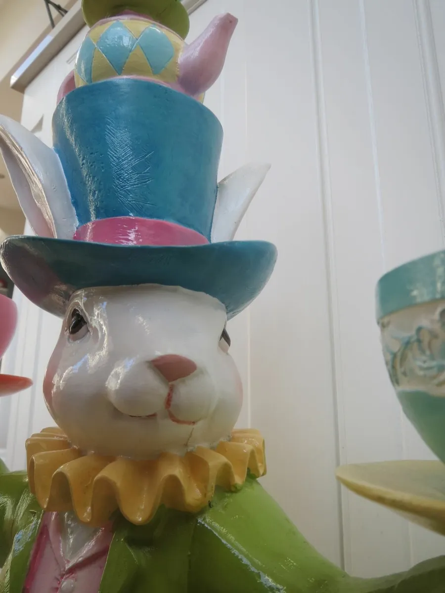 Tall Colorful Mad Hatter Easter Bunny - Image 4
