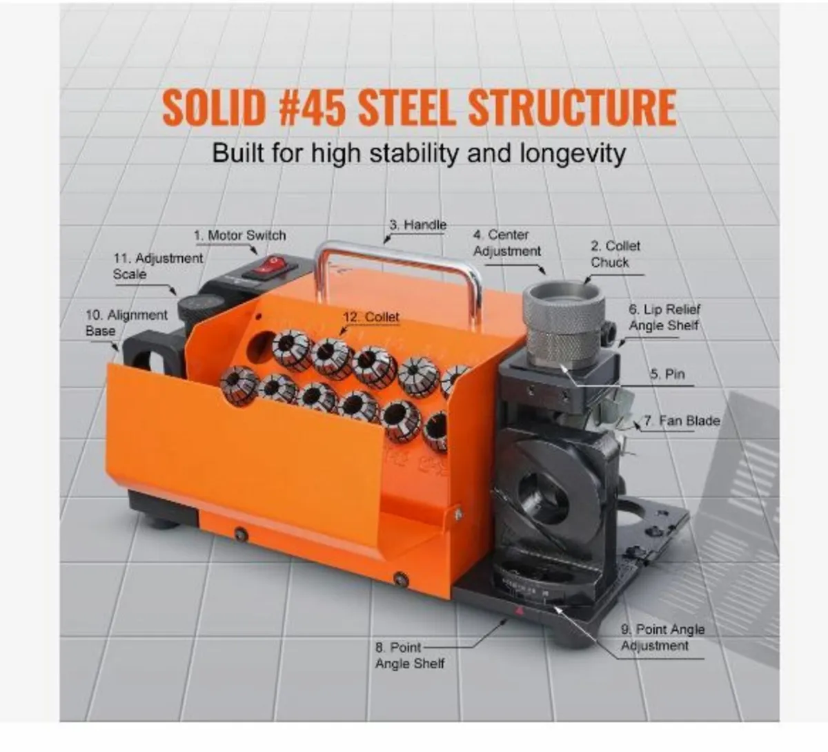 MR-13B Drill Bits Sharpener 3-13mm Bits Grinder - Image 4