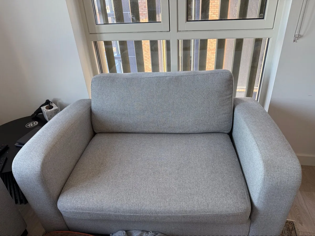 3 Piece Grey Fabric Sofa Chair, Ottoman, Sectional - Image 3