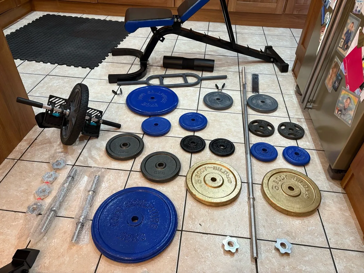 GYM COMPLETE WEIGHTLIFTING SET UP, 100KG WEIGHTS! - Image 3
