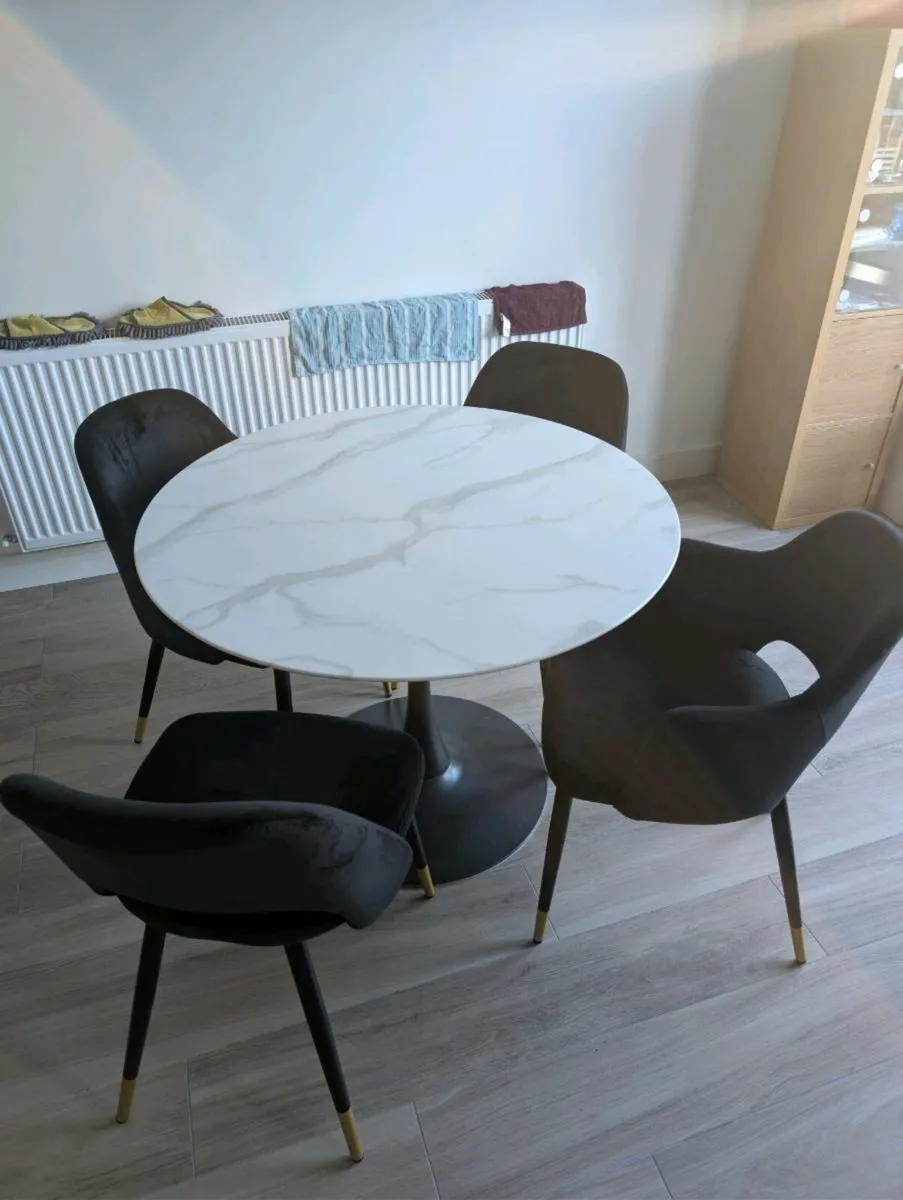 Marble Look Kitchen Table & Chairs - Image 1