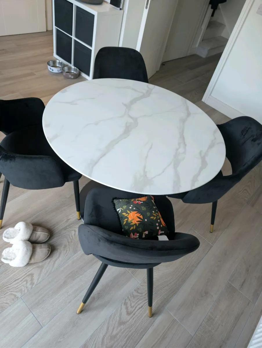Marble Look Kitchen Table & Chairs - Image 2
