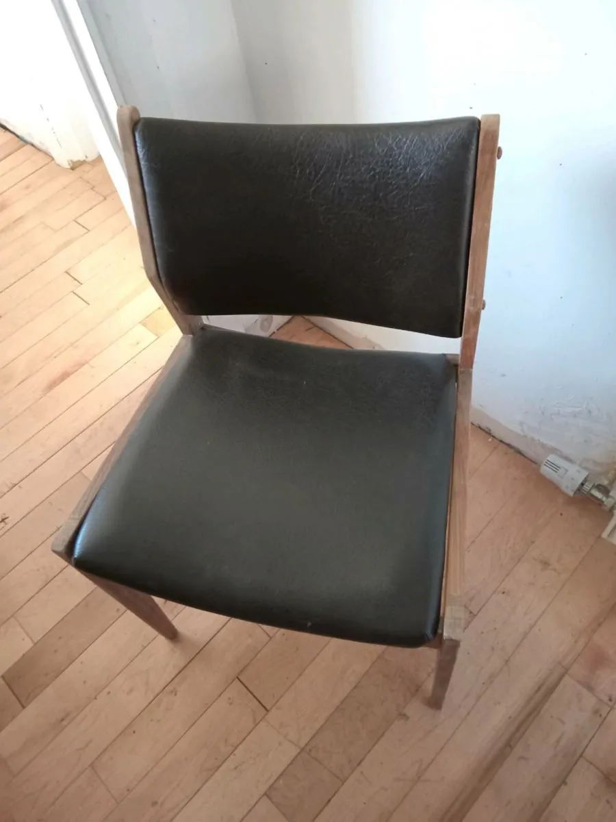 crannac mid century teak/brown leather dining set - Image 3