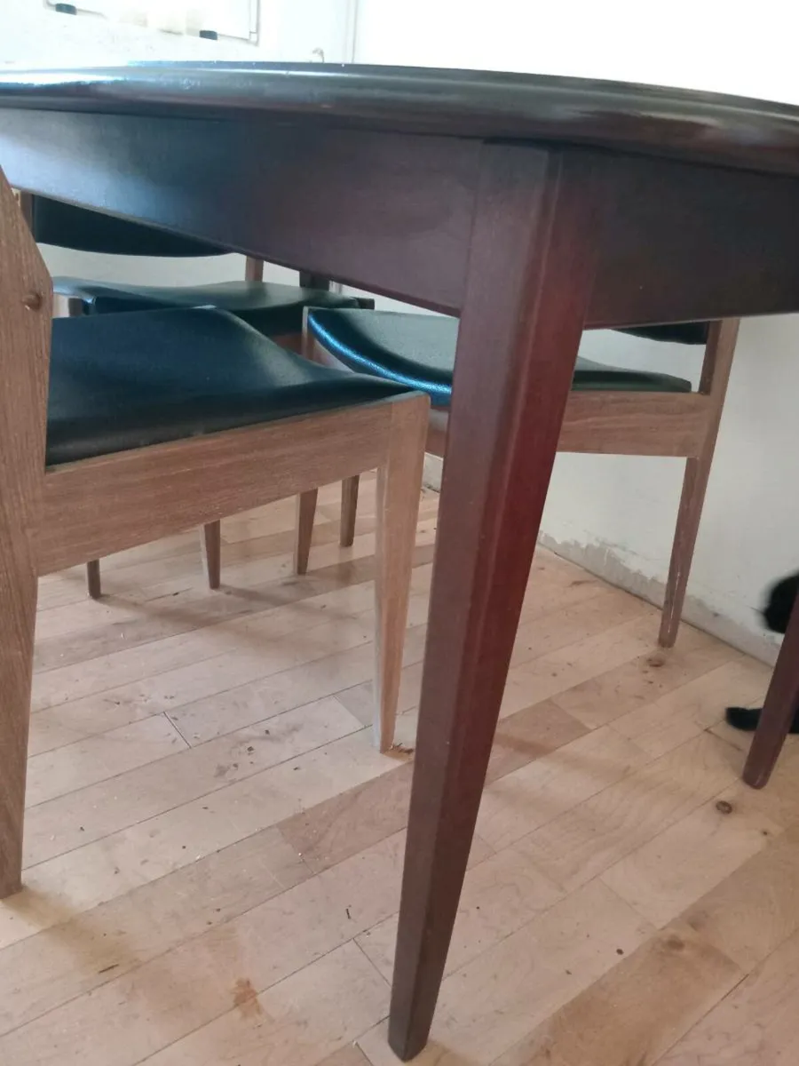 crannac mid century teak/brown leather dining set - Image 3