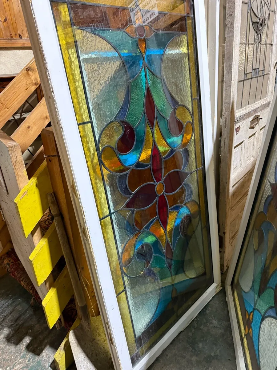 Pair large coloured glass double glazed panels. - Image 3