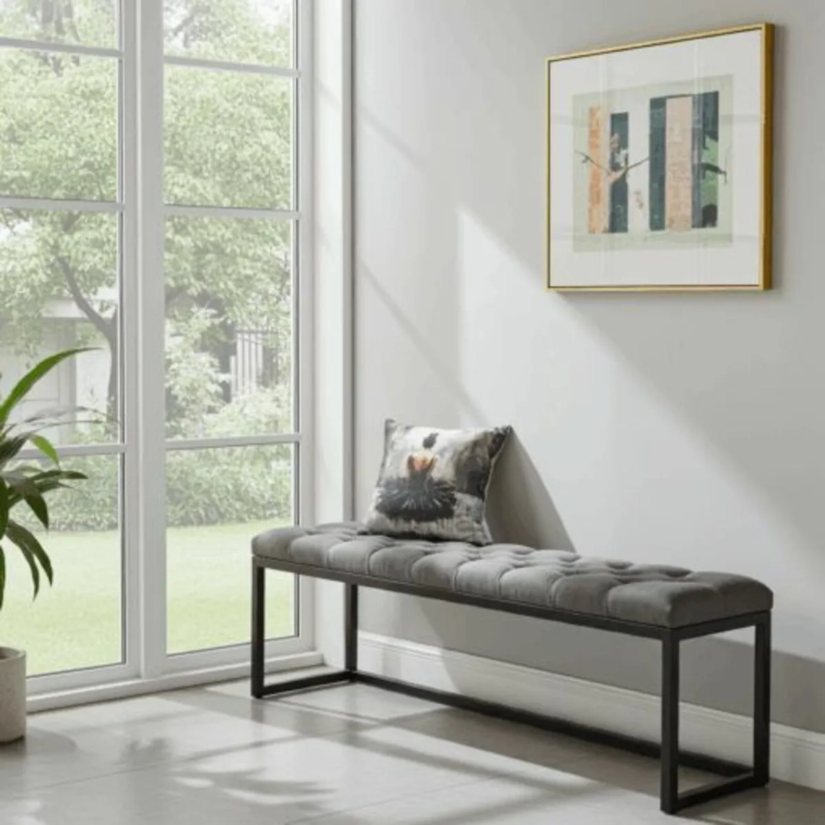 Metal frame long bench - Image 2